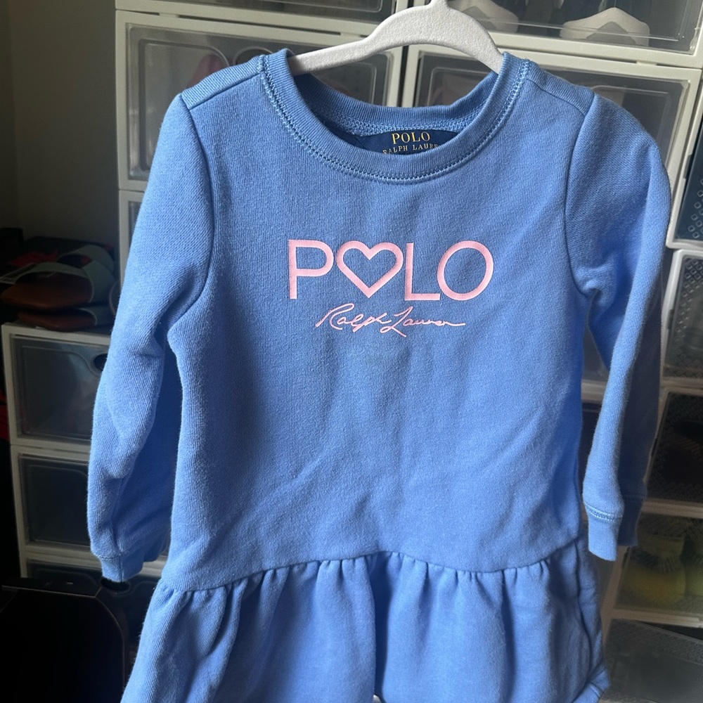 Ralph Lauren Blue Dress with Pink Logo
